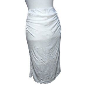OGL Ruched Front Soft Midi Skirt Sz Medium Womens White Casual